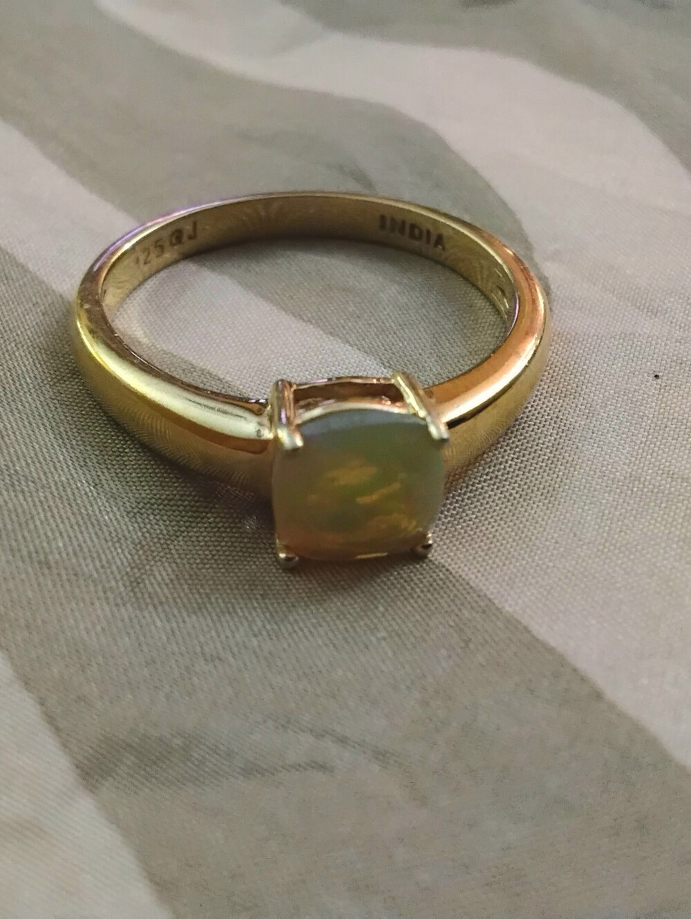 925 Silver Ethiopian Opal Gold Vermeil Ring Sz 9-1/2